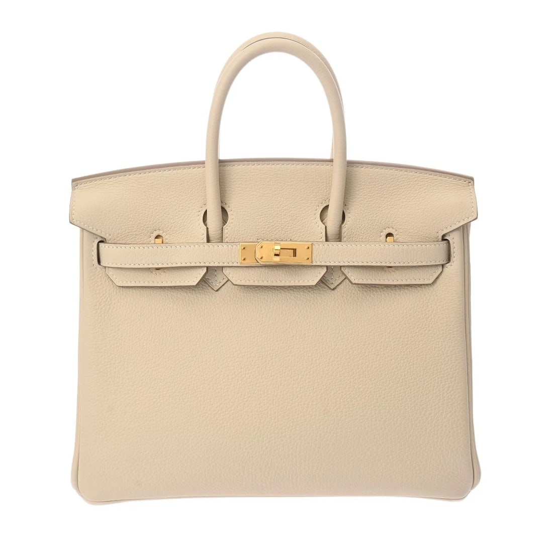 HERMES BIRKIN 25 TOGO CRAIE HANDBAG: HERMES Birkin 25 Togo Craie Handbag Brand: HERMES Type/Style: Handbag Material: Togo Color: Craie ? Gold Metal Size: H:about 8.1inch (maximum) W:about 9.8inch D:about 5.1inch Accessories: None