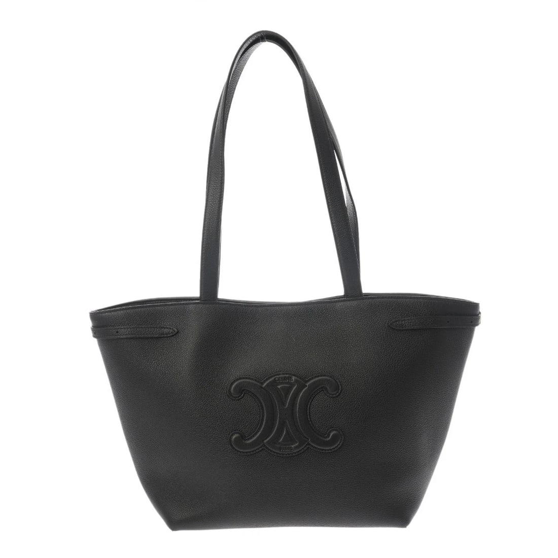 CELINE SMALL HIPPO ANAIS CUIL TRIOMPHE BLACK HANDBAG: CELINE Small Hippo Anais Cuil Triomphe black Handbag Brand: CELINE Type/Style: Handbag Material: Grained calf Color: black ? Gold Metal Size: H:about 9.8inch W:about 9.8inch (Bottom) D:about 4.7inch