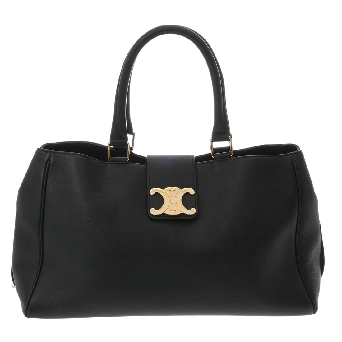 CELINE MEDIUM APOLLINE BLACK HANDBAG: CELINE Medium Apolline black Handbag Brand: CELINE Type/Style: Handbag Material: Supple calf Color: black ? Gold Metal Size: H:about 8.7inch W:about 14.6inch D:about 6.3inch Accessories: None