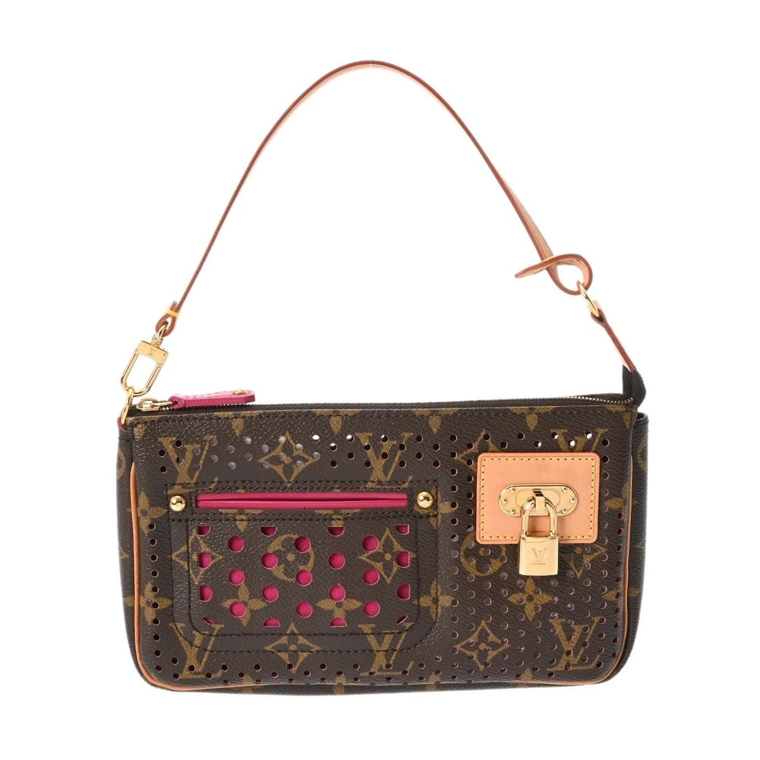 LOUIS VUITTON POCHETTE ACCESSOIRES MONOGRAM PERFO FUCHSIA: LOUIS VUITTON Pochette Accessoires Monogram Perfo Fuchsia Brand: LOUIS VUITTON Type/Style: Accessory pouch Material: Monogram Perfo Color: Fuchsia Size: H:about 5.1inch W:about 8.3inch D:about
