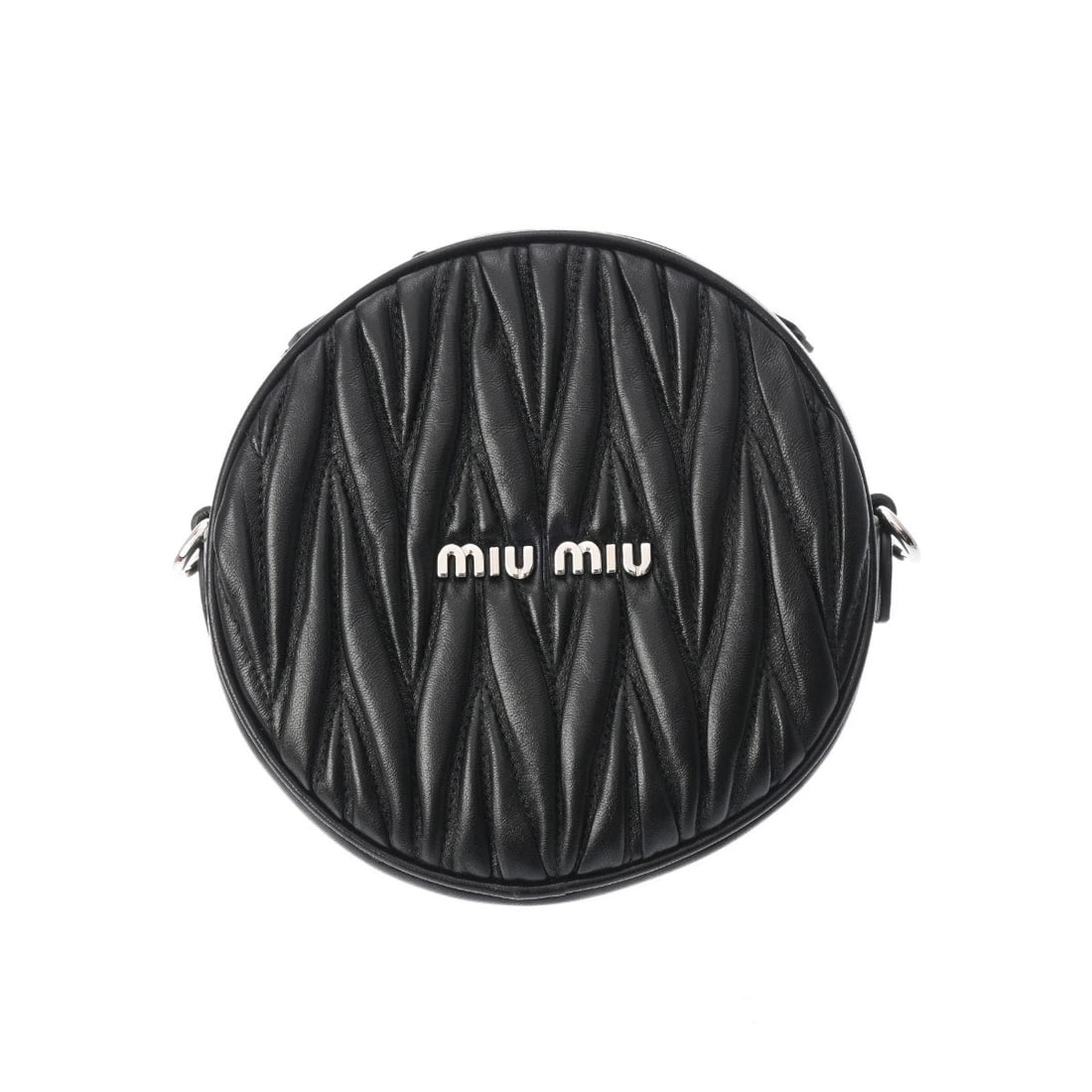 MIU MIU MATERASSE NAPPA LEATHER BLACK SHOULDER BAG: Miu Miu Materasse Nappa leather black Shoulder Bag Brand: Miu Miu Type/Style: Shoulder Bag Material: Nappa leather Color: black ? Gold Metal Size: H:about 5.9inch W:about 5.9inch (Bottom) D:about 2.0i