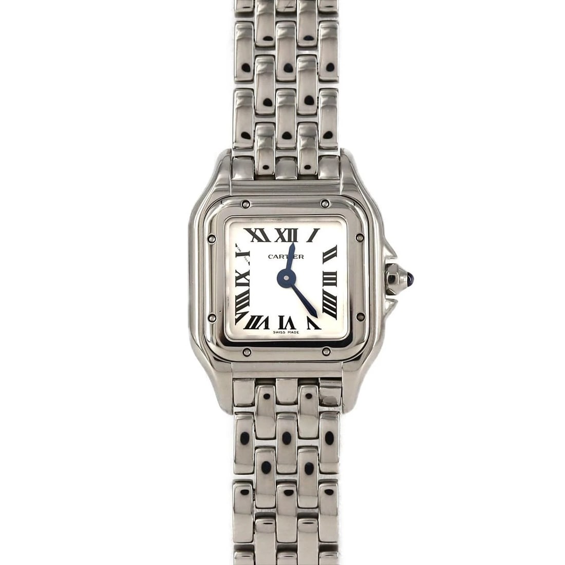 CARTIER MINI PANTHERE STAINLESS STEEL QUARTZ WATCH: Cartier Mini Panthere Stainless Steel Quartz Watch Brand: CARTIER Type/Style: Wrist watch Material: Case: Stainless Steel Breath: Stainless Steel Color: Dial Color: Silver/Roman Size: Case diameter: