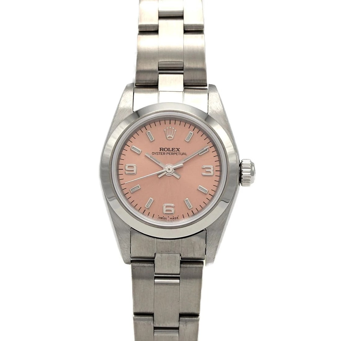 ROLEX OYSTER PERPETUAL STAINLESS STEEL MECHANICAL AUTOMATIC WATCH: Rolex Oyster Perpetual Stainless Steel Mechanical Automatic Watch Brand: ROLEX Type/Style: Wrist watch Material: Case: Stainless Steel Breath: Stainless Steel Color: Dial color pink Size: Case