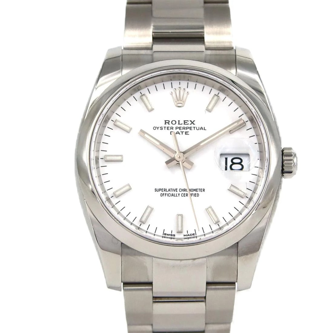 ROLEX OYSTER PERPETUAL DATE STAINLESS STEEL MECHANICAL WATCH: Rolex Oyster Perpetual Date Stainless Steel Mechanical Watch Brand: ROLEX Type/Style: Wrist watch Material: Case: Stainless Steel Breath: Stainless Steel Color: Dial color white Size: Case diameter: