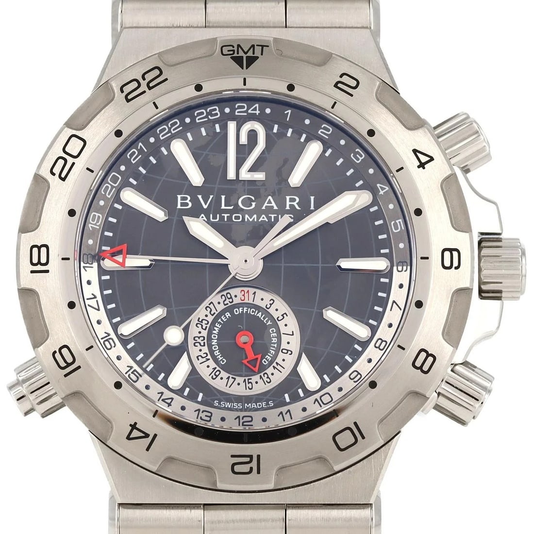 BVLGARI DIAGONO STAINLESS STEEL MECHANICAL WATCH: Bvlgari Diagono Stainless Steel Mechanical Watch Brand: BVLGARI Type/Style: Wrist watch Material: Case: Stainless Steel Breath: Stainless Steel Color: Dial color gray Size: Case diameter: Approx. 42