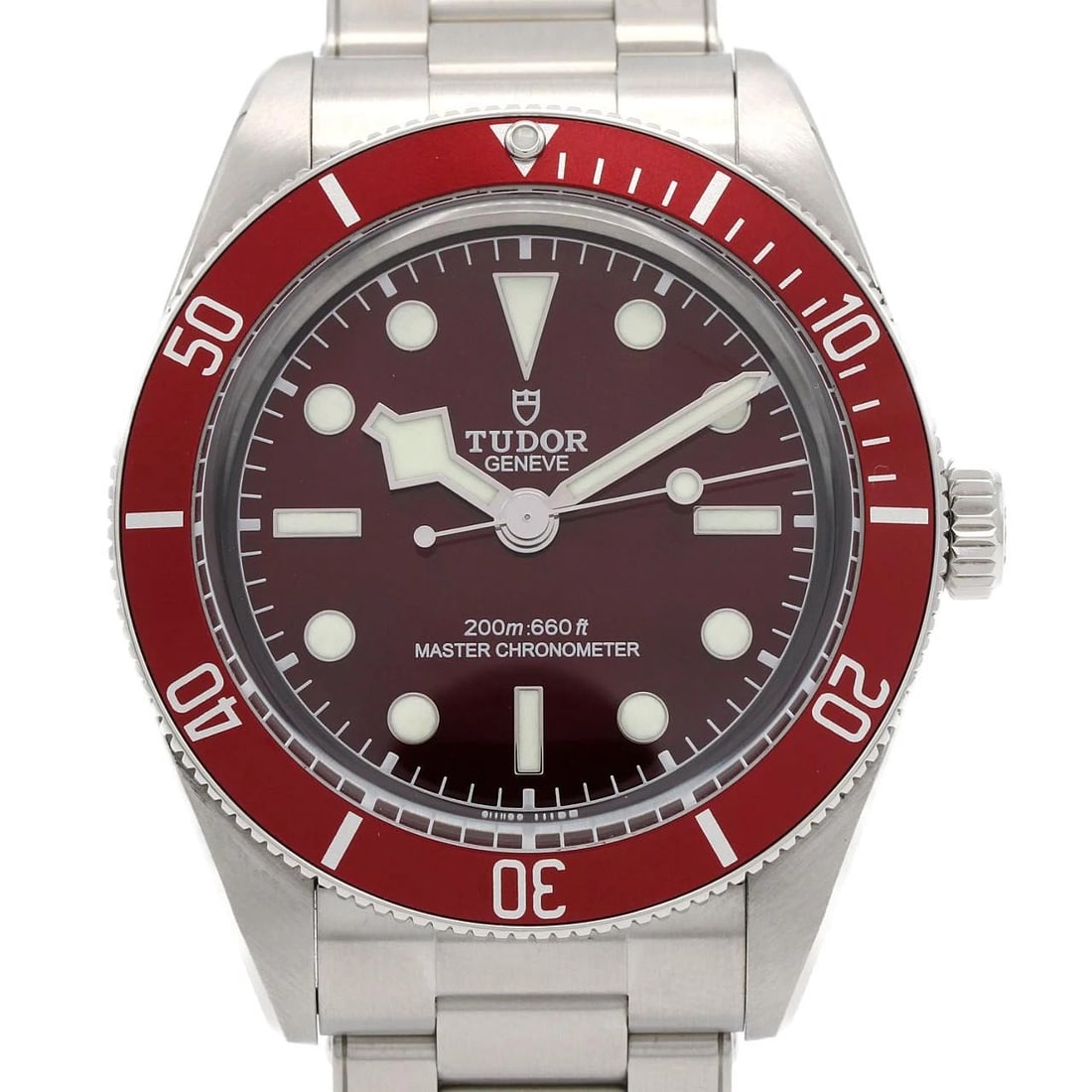 TUDOR BLACK STAINLESS STEEL MECHANICAL WATCH: Tudor Black Stainless Steel Mechanical Watch Brand: Tudor Type/Style: Wrist watch Material: Case: Stainless Steel Breath: Stainless Steel Color: Dial color red Size: Case diameter approx.: 39mm Circum