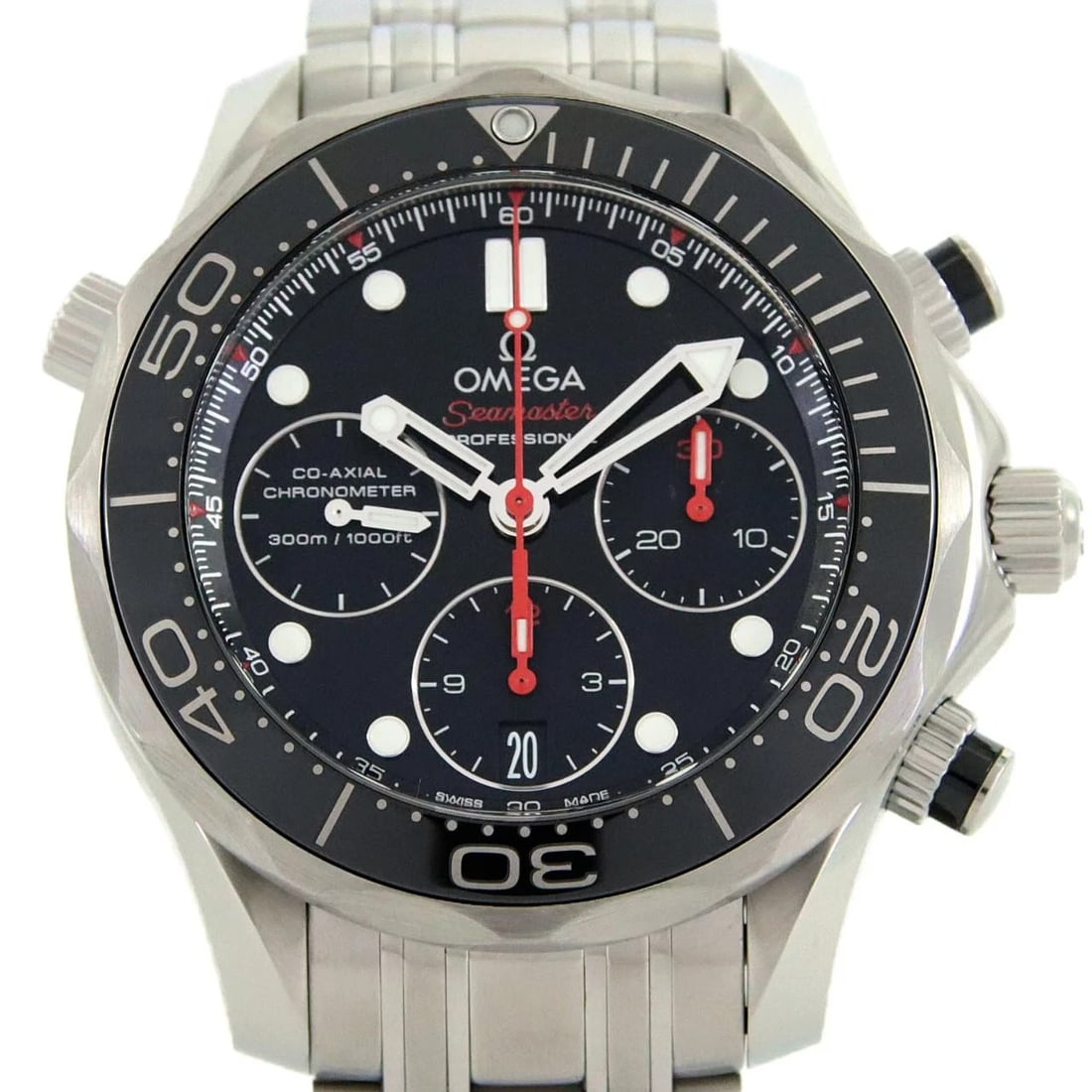 OMEGA SEAMASTER DIVER CHRONOGRAPH WATCH: Omega Seamaster Diver Chronograph Watch Brand: OMEGA Type/Style: Wrist watch Material: Case: Stainless Steel Breath: Stainless Steel Color: Dial Color: Black Size: Case diameter: Approx. 42 mm Max wri