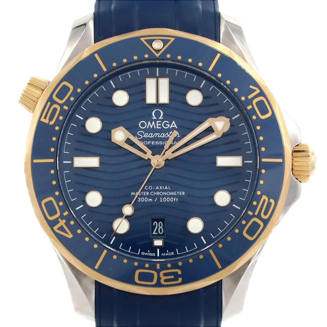 OMEGA SEAMASTER DIVER STAINLESS WATCH: Omega Seamaster Diver Stainless Watch Brand: OMEGA Type/Style: Wrist watch Material: Case: Stainless steel x yellow gold Bracelet: Rubber Color: Dial Color: Blue Band color: Blue Size: Case diameter: