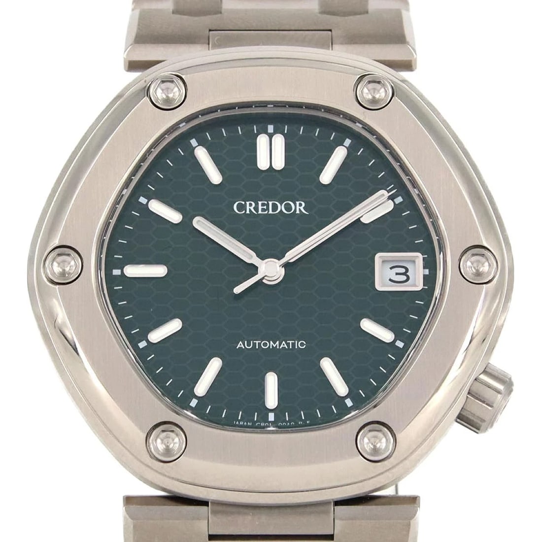 SEIKO CREDOR LOCOMOTIVE MECHANICAL AUTOMATIC WATCH: Seiko CREDOR Locomotive Mechanical Automatic Watch Brand: SEIKO Type/Style: Wrist watch Material: Case: Titanium Bracelet: Titanium Color: Dial color green Size: Case diameter: Approx. 39 mm Max wrist