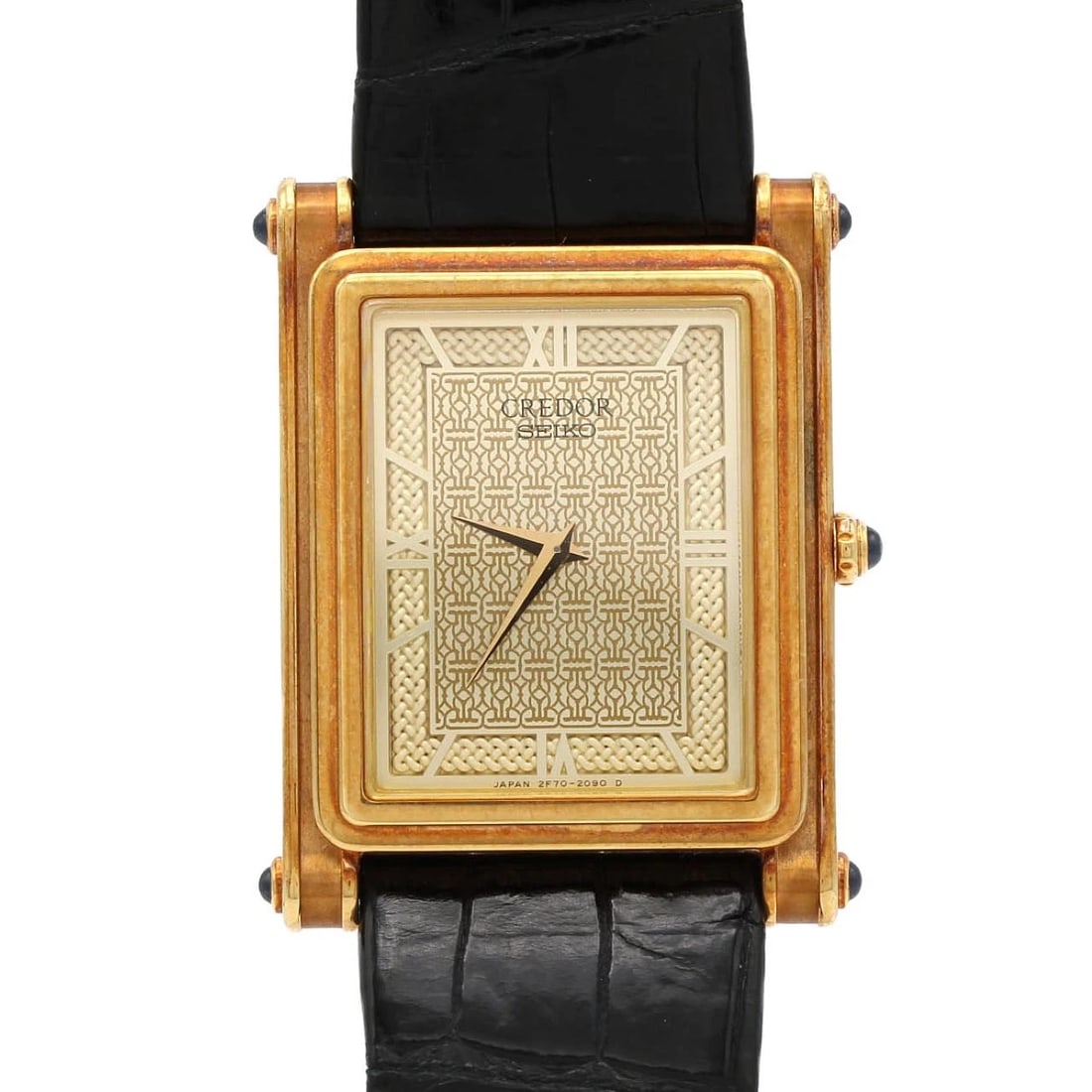 SEIKO CREDOR YG QUARTZ WATCH: Seiko CREDOR YG Quartz Watch Brand: SEIKO Type/Style: Wrist watch Material: Dial Color: Gold Band Color: Black Color: Dial Color: Gold Band Color: Black Size: Case diameter: 25x34mm Accessories: None
