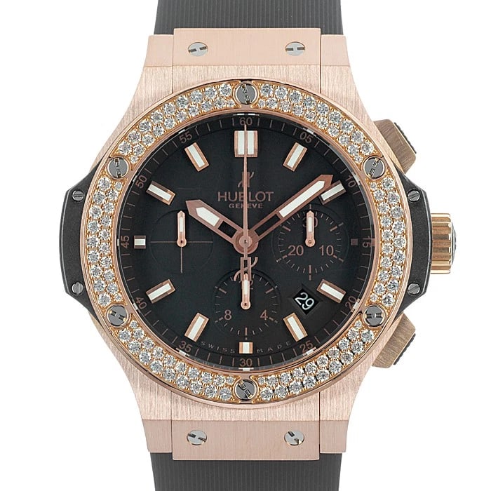 HUBLOT BIG BANG GOLD DIAMONDS WATCH: HUBLOT Big Bang Gold Diamonds Watch Brand: HUBLOT Type/Style: Wristwatch Material: Case Material Pink Gold/Ceramic, Band Material Rubber Color: Case Color Gold, Dial color Black, Band Color Black