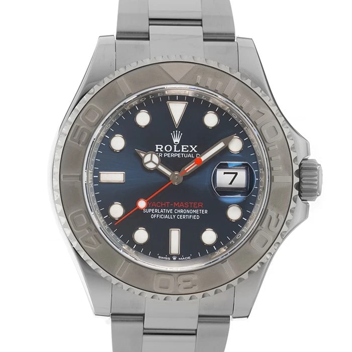 ROLEX YACHT MASTER BLUE WATCH: ROLEX Yacht Master Blue Watch Brand: ROLEX Type/Style: Wristwatch Material: Case Material Stainless Steel, Platinum, Band Material Stainless Steel Color: Case Color Silver, Dial color Blue, Band
