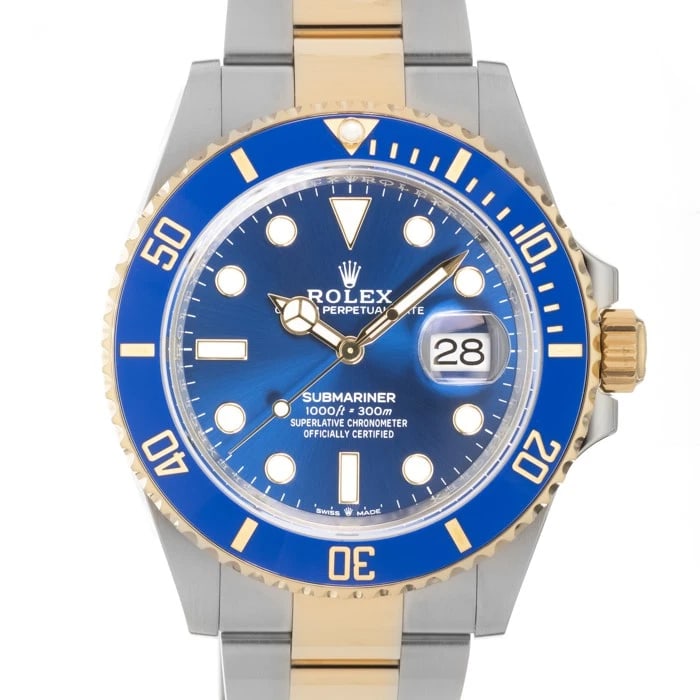ROLEX SUBMARINER WATCH: ROLEX Submariner Watch Brand: Rolex Type/Style: Wristwatch Material: Case Material Stainless Steel, Band Material Stainless Steel, Yellow Gold Color: Case Color Silver, Dial color Blue, Band Color