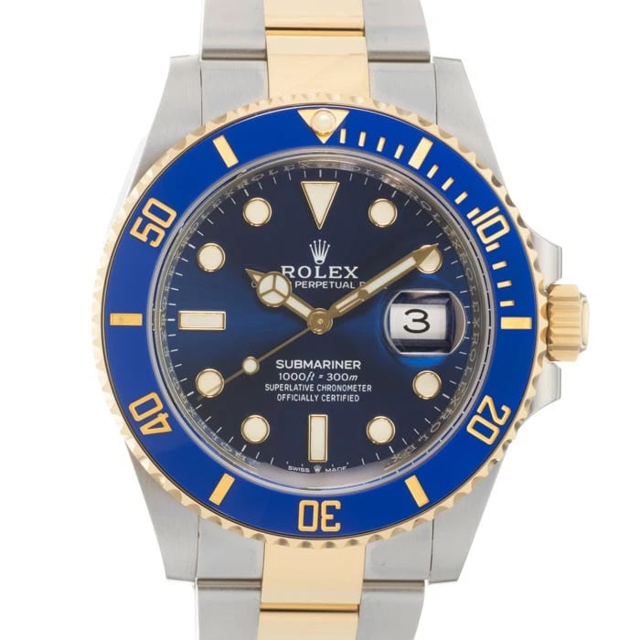 ROLEX SUBMARINER DATE WATCH: ROLEX Submariner Date Watch Brand: Rolex Type/Style: Wristwatch Material: Case Material Stainless Steel, Band Material Stainless Steel, Yellow Gold Color: Case Color Silver, Dial color Blue, Band