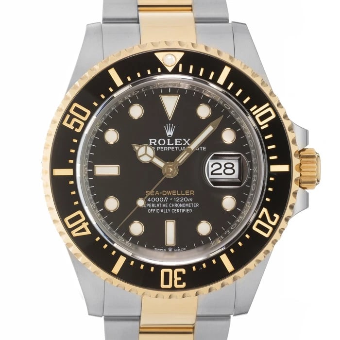 ROLEX SEA DWELLER WATCH: ROLEX Sea Dweller Watch Brand: ROLEX Type/Style: Wristwatch Material: Case Material Stainless Steel, Yellow Gold, Band Material Stainless Steel, Yellow Gold Color: Case Color Silver, Gold, Dial color