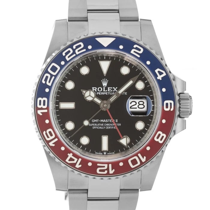 ROLEX GMT MASTER WATCH: ROLEX GMT Master Watch Brand: ROLEX Type/Style: Wristwatch Material: Case Material Stainless Steel, Band Material Stainless Steel Color: Case Color Silver, Dial color Black, Band Color Silver Size: Ca