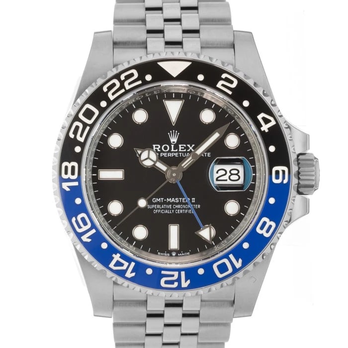 ROLEX GMT MASTER JUBILEE WATCH: ROLEX GMT Master Jubilee Watch Brand: ROLEX Type/Style: Wristwatch Material: Case Material Stainless Steel, Band Material Stainless Steel Color: Case Color Silver, Dial color Black, Band Color Silver