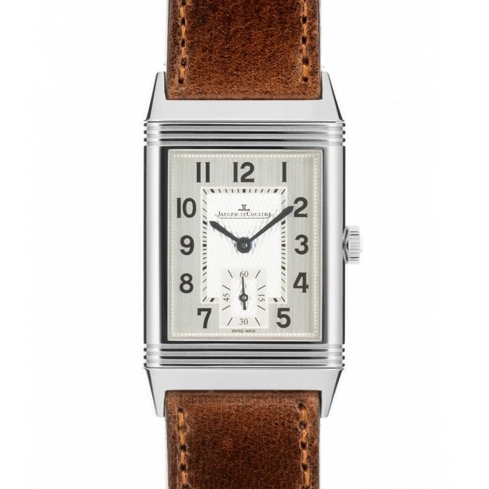 JAEGER LECOULTRE REVERSO CLASSIC WATCH: Jaeger LeCoultre Reverso Classic Watch Brand: Jaeger-LeCoultre Type/Style: Wristwatch Material: Case Material Stainless Steel, Band Material Leather Color: Case Color Silver, Dial color Silver, Band C