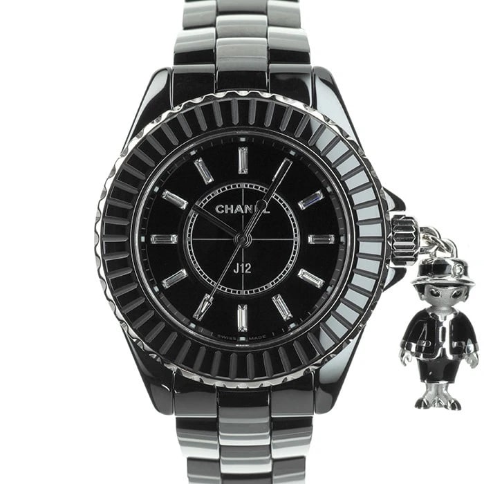 CHANEL MADEMOISELLE J12 BLACK WATCH: CHANEL Mademoiselle J12 Black Watch Brand: CHANEL Type/Style: Wristwatch Material: Case Material Ceramic/White Gold, Band Material Ceramic Color: Case Color NONE, Dial color Black, Band Color NONE