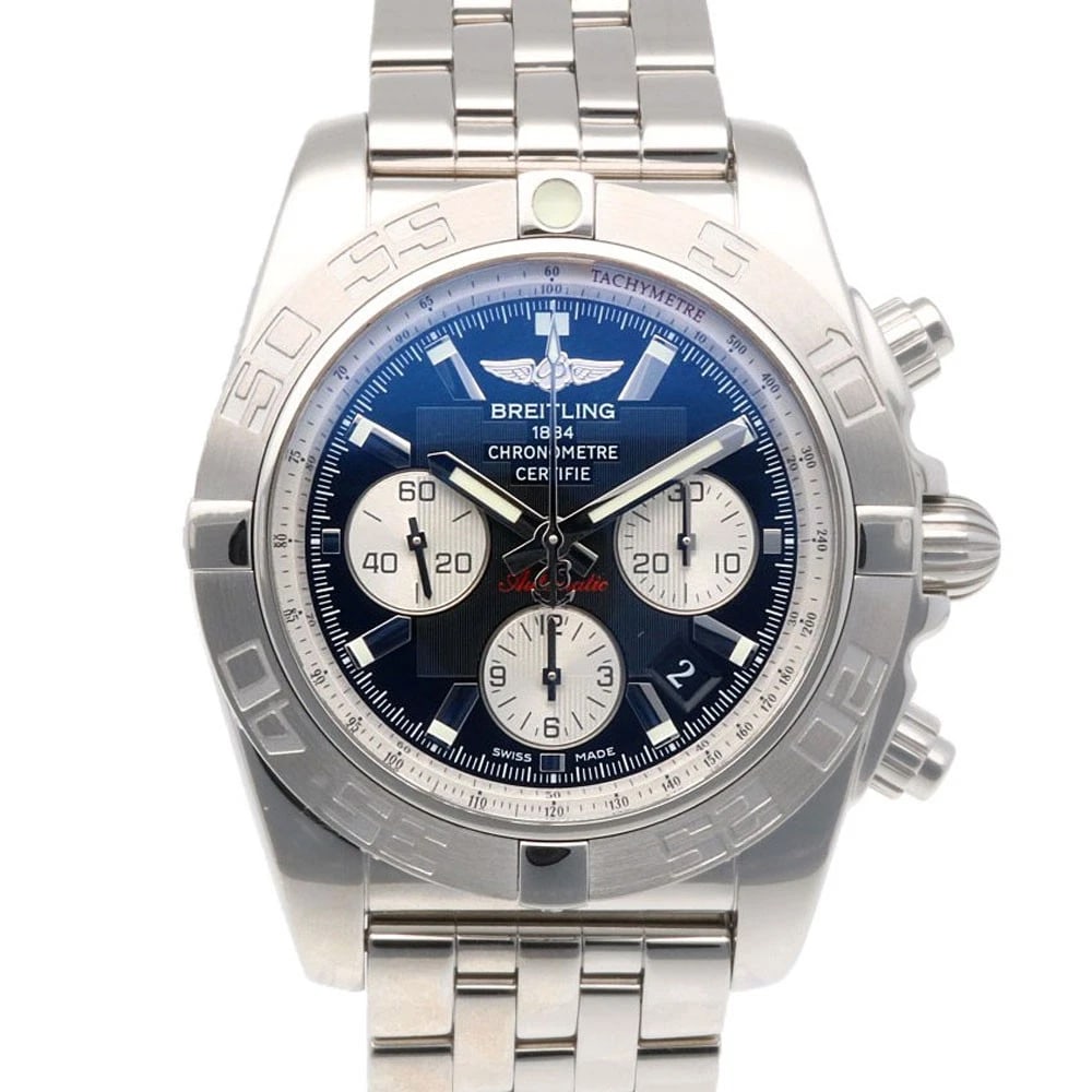 BREITLING CHRONO WATCHES STAINLESS STEEL CHRONOGRAPH WATCH: BREITLING Chrono Watches Stainless Steel Chronograph Watch Brand: BREITLING Type/Style: Wristwatch Material: Stainless Steel Color: Dial black Size: Case Diameter:35.5mmBand Length:5.9inch / 15.0cm