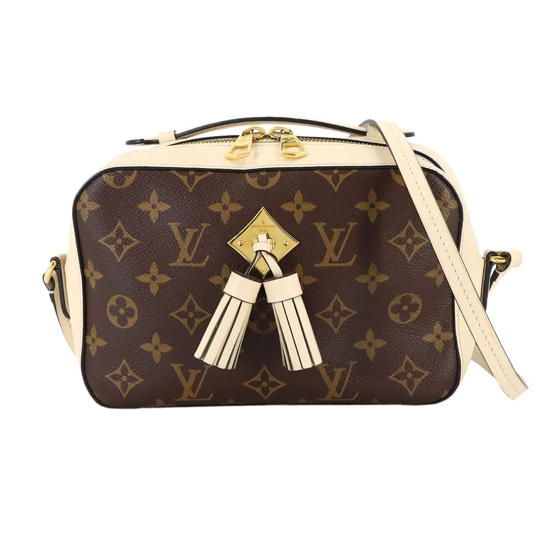 LOUIS VUITTON MONOGRAM SAINTONGE 2WAY SHOULDER HAND BAG: LOUIS VUITTON Monogram Saintonge 2way Shoulder Hand Bag Brand: LOUIS VUITTON Type/Style: Shoulder Bag / Hand Bag Material: Monogram Canvas , Leather Color: Creme Size: W 8.66 inch, H 5.51 inch, D