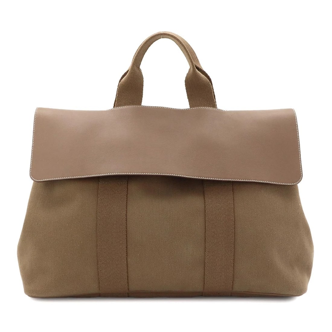 HERMES VALPARAISO MM HAND BAG TOILE CHEVRON LEATHER: HERMES Valparaiso MM Hand Bag Toile Chevron Leather Brand: HERMES Type/Style: Hand Bag Material: Toile chevron , Leather Color: Etoupe Size: W 16.34 inch, H 10.63 inch, D 7.09 inch Accessories: None