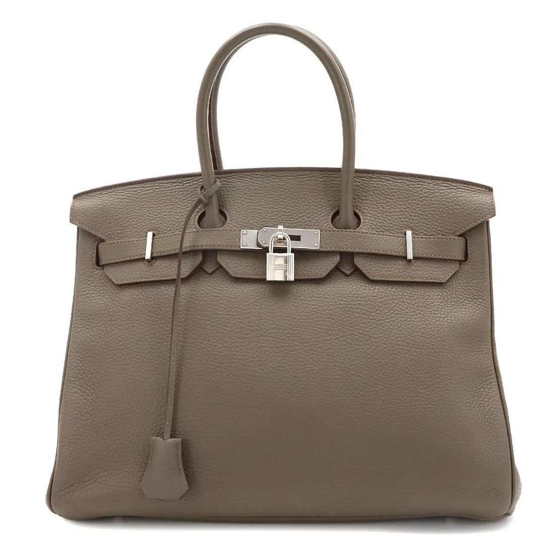 HERMES BIRKIN 35 TAURILLON CLEMENCE ETAIN HAND BAG: HERMES Birkin 35 Taurillon Clemence Etain Hand Bag Brand: HERMES Type/Style: Hand Bag Material: Taurillon Clemence Color: Etain Size: W 13.58 inch, H 11.22 inch, D 7.28 inch Accessories: None
