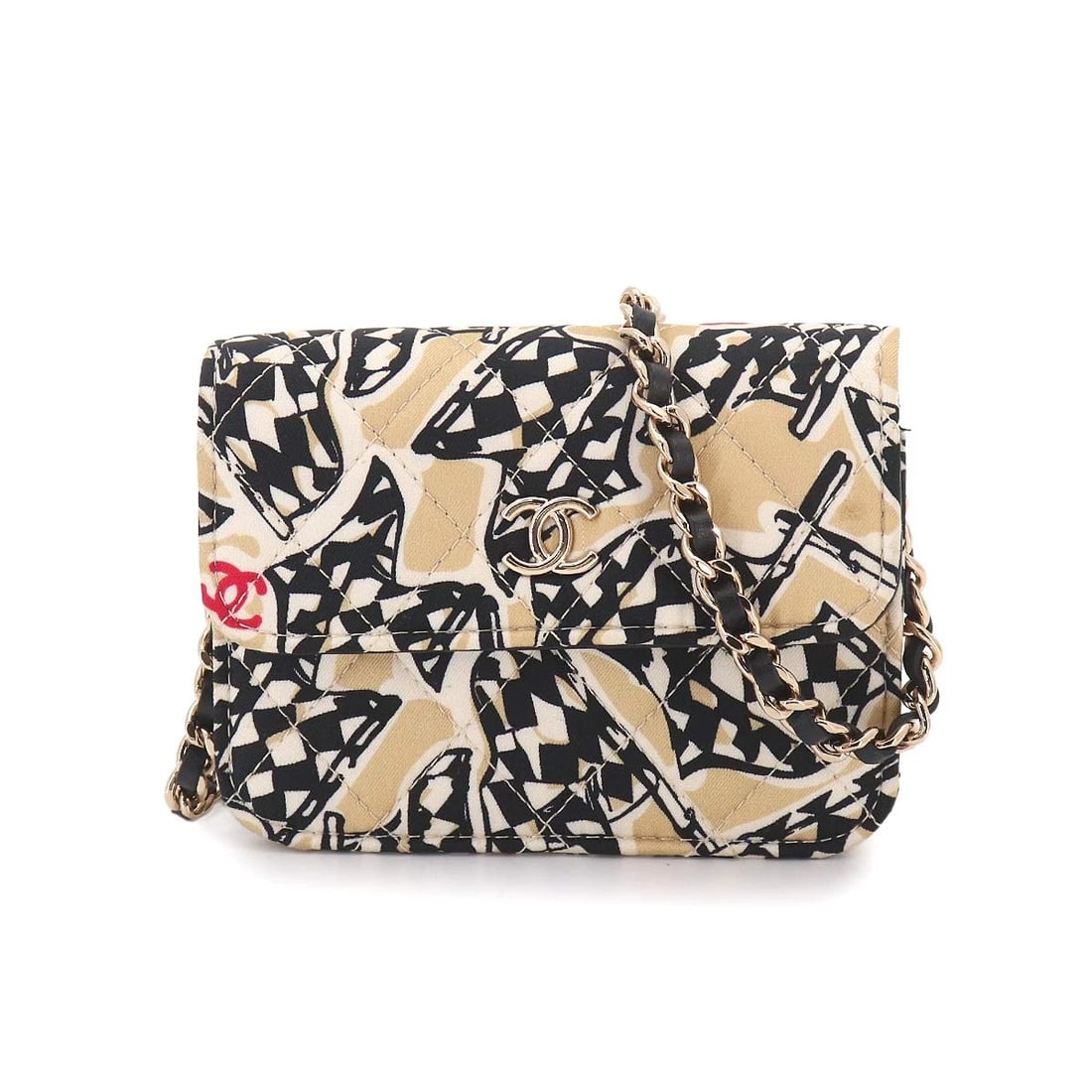 CHANEL MATELASSE MINIMIN CHAIN SHOULDER BAG CANVAS: CHANEL Matelasse MiniMin Chain Shoulder Bag Canvas Brand: CHANEL Type/Style: Shoulder Bag Material: Canvas , Leather Color: Beige , Black Size: W 4.92 inch, H 3.35 inch, D 1.38 inch Accessories: N