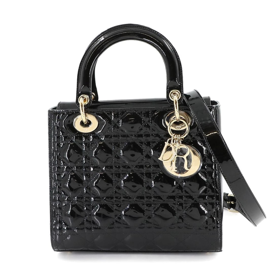 CHIRISTIAN DIOR MEDIUM HAND SHOULDER BAG ENAMEL: Chiristian Dior Medium Hand Shoulder Bag Enamel Brand: Christian Dior Type/Style: Hand Bag / Shoulder Bag Material: Enamel Color: Black Size: W 9.25 inch, H 7.87 inch, D 4.72 inch Accessories: Non