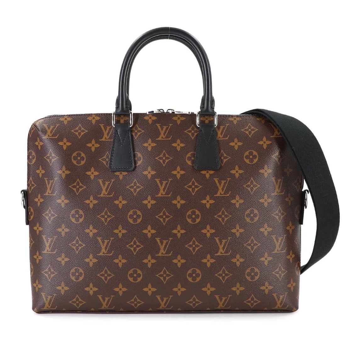 LOUIS VUITTON MONOGRAM BRIEFCASE 2WAY BUSINESS BAG: LOUIS VUITTON Monogram Briefcase 2way Business Bag Brand: LOUIS VUITTON Type/Style: Briefcase / Shoulder bag Material: Monogram Macassar Canvas Color: Monogram Macassar Size: W 14.57 inch, H 10.83 inc
