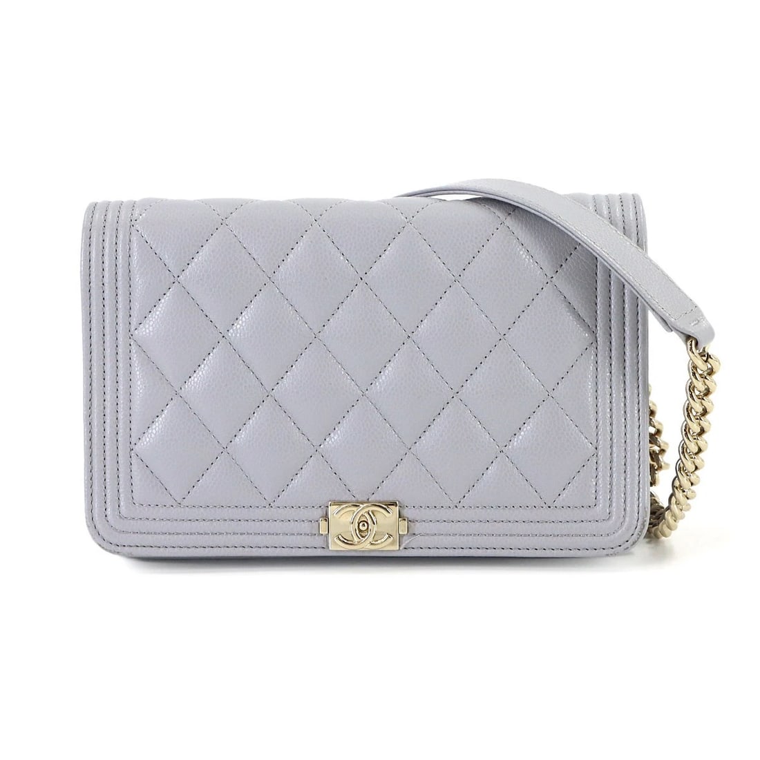 CHANEL BOYCHANEL CHAIN WALLET LEATHER GRAY: CHANEL Boychanel Chain Wallet Leather Gray Brand: CHANEL Type/Style: Long Wallet Material: Leather Color: Gray Size: W 7.48 inch, H 4.92 inch, D 1.57 inch Accessories: None Accessories Not