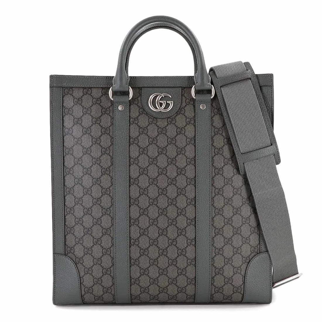 GUCCI OPHIDIA MEDIUM TOTE SHOULDER BAG GG SUPREME LEATHER: GUCCI Ophidia Medium Tote Shoulder Bag GG Supreme Leather Brand: GUCCI Type/Style: Tote Bag / Shoulder Bag Material: GG Supreme Canvas , Leather Color: Gray Size: W 14.17 inch, H 14.96 inch, D 4.53 in