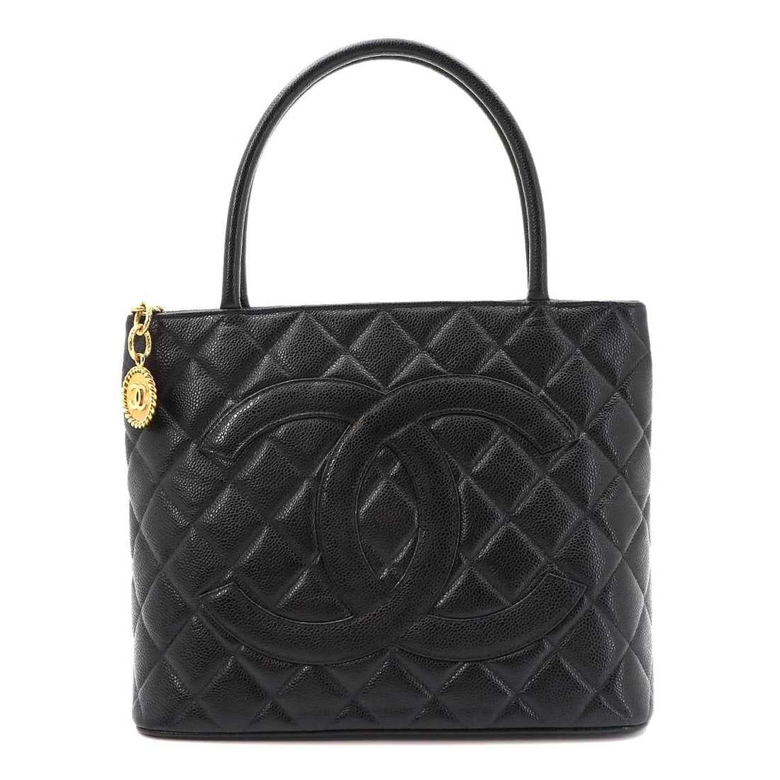 CHANEL MEDALLION TOTE BAG LEATHER BLACK: CHANEL Medallion Tote Bag Leather Black Brand: CHANEL Type/Style: Tote Bag Material: Leather Color: Black Size: W 11.81 inch, H 9.65 inch, D 5.91 inch Accessories: None Accessories Notice: