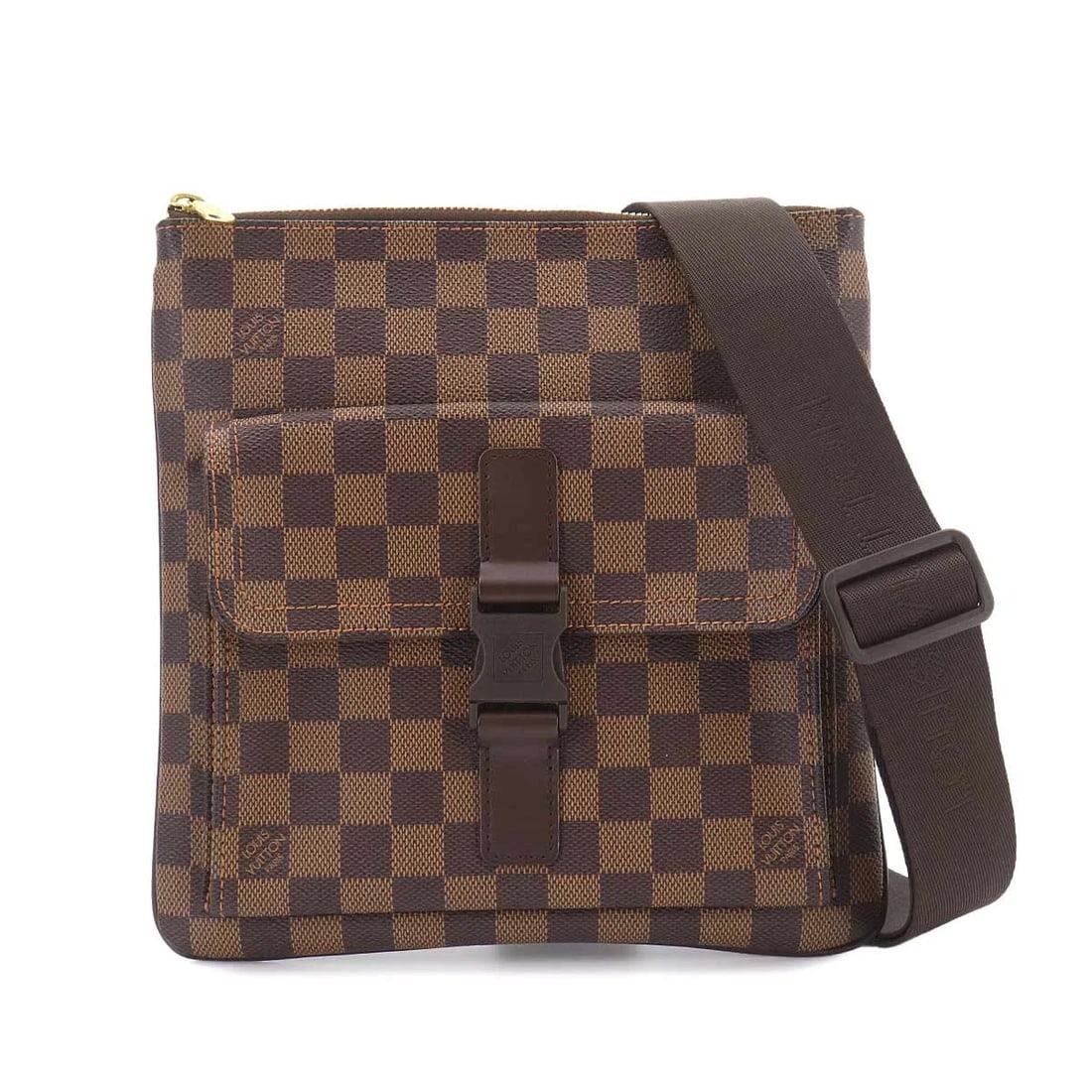 LOUIS VUITTON DAMIER POCHETTE MELVILLE SHOULDER BAG: LOUIS VUITTON Damier Pochette Melville Shoulder Bag Brand: LOUIS VUITTON Type/Style: Shoulder Bag Material: Damier Canvas Color: Ebene Size: W 9.45 inch, H 9.65 inch, D 0.59 inch Accessories: None