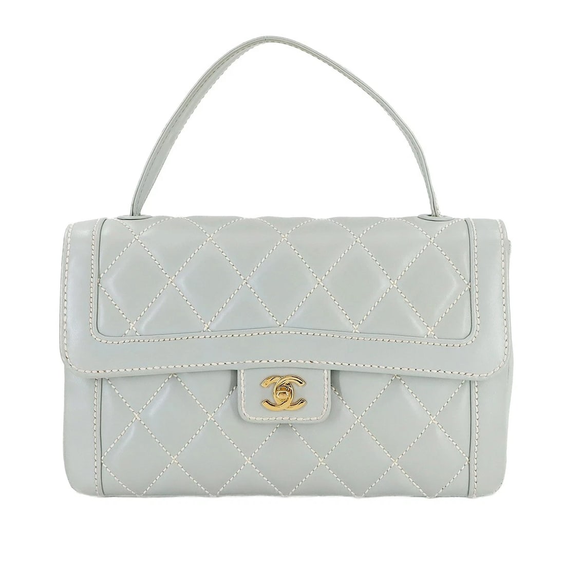 CHANEL MATELASSE WILD STITCH HAND BAG LEATHER: CHANEL Matelasse Wild Stitch Hand Bag Leather Brand: CHANEL Type/Style: Hand Bag Material: Leather Color: Light Gray Size: W 12.01 inch, H 7.09 inch, D 2.76 inch Accessories: None Accessories Notice: