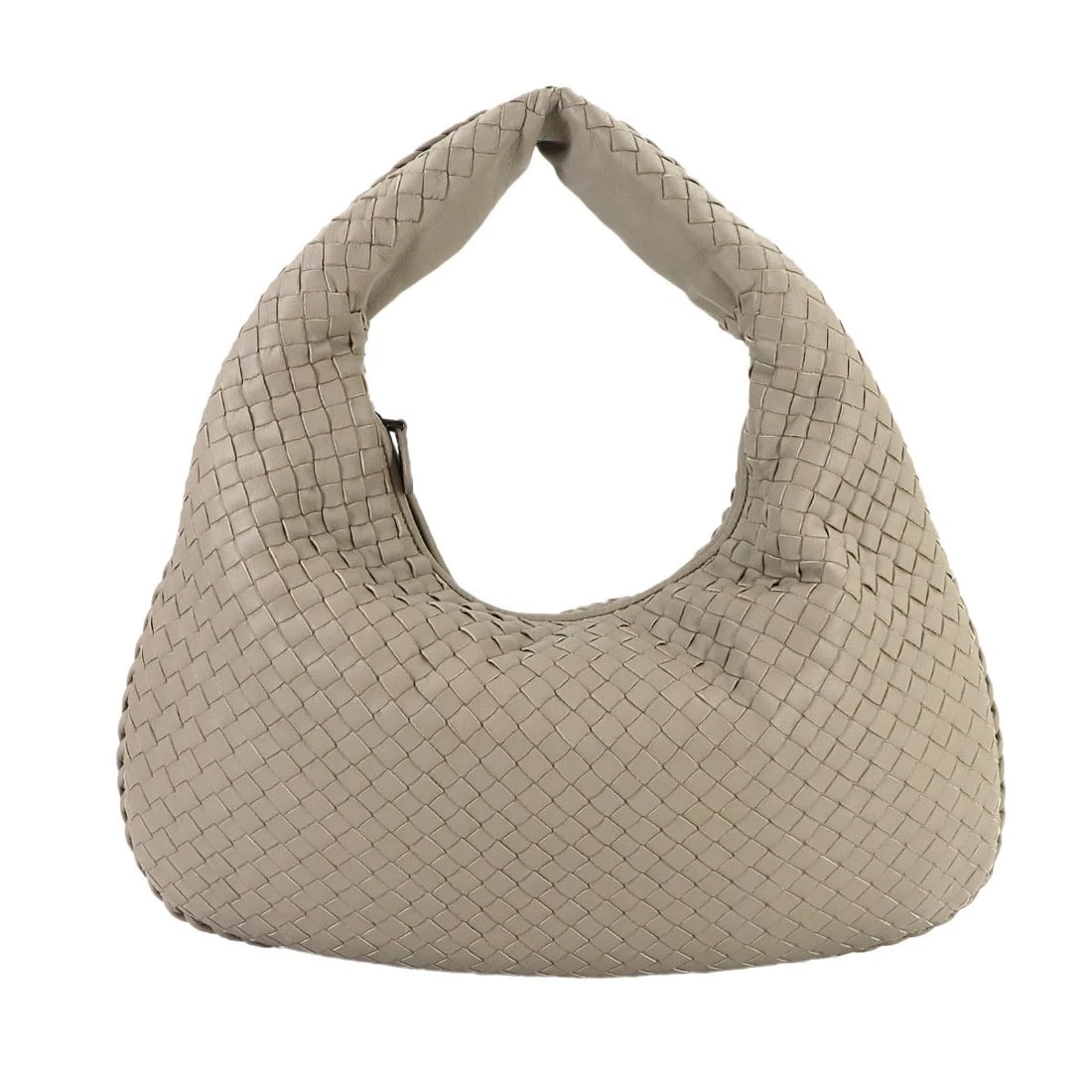 BOTTEGA VENETA INTRECCIATO SHOULDER BAG LEATHER: BOTTEGA VENETA Intrecciato Shoulder Bag Leather Brand: BOTTEGA VENETA Type/Style: Shoulder Bag Material: Leather Color: Gray Size: W 15.75 inch, H 10.24 inch, D 1.18 inch Accessories: None