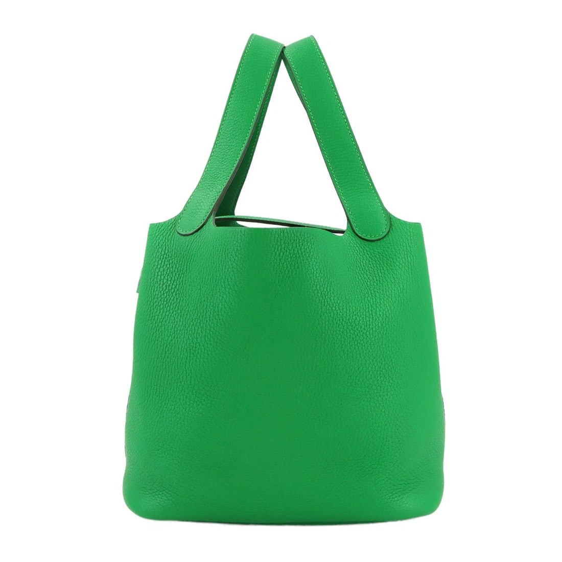 HERMES PICOTIN LOCK MM MONOCHROME SO GREEN HAND BAG: HERMES Picotin Lock MM Monochrome So Green Hand Bag Brand: HERMES Type/Style: Hand Bag Material: Taurillon Clemence Color: Bambou Size: W 8.66 inch, H 7.87 inch, D 6.89 inch Accessories: None