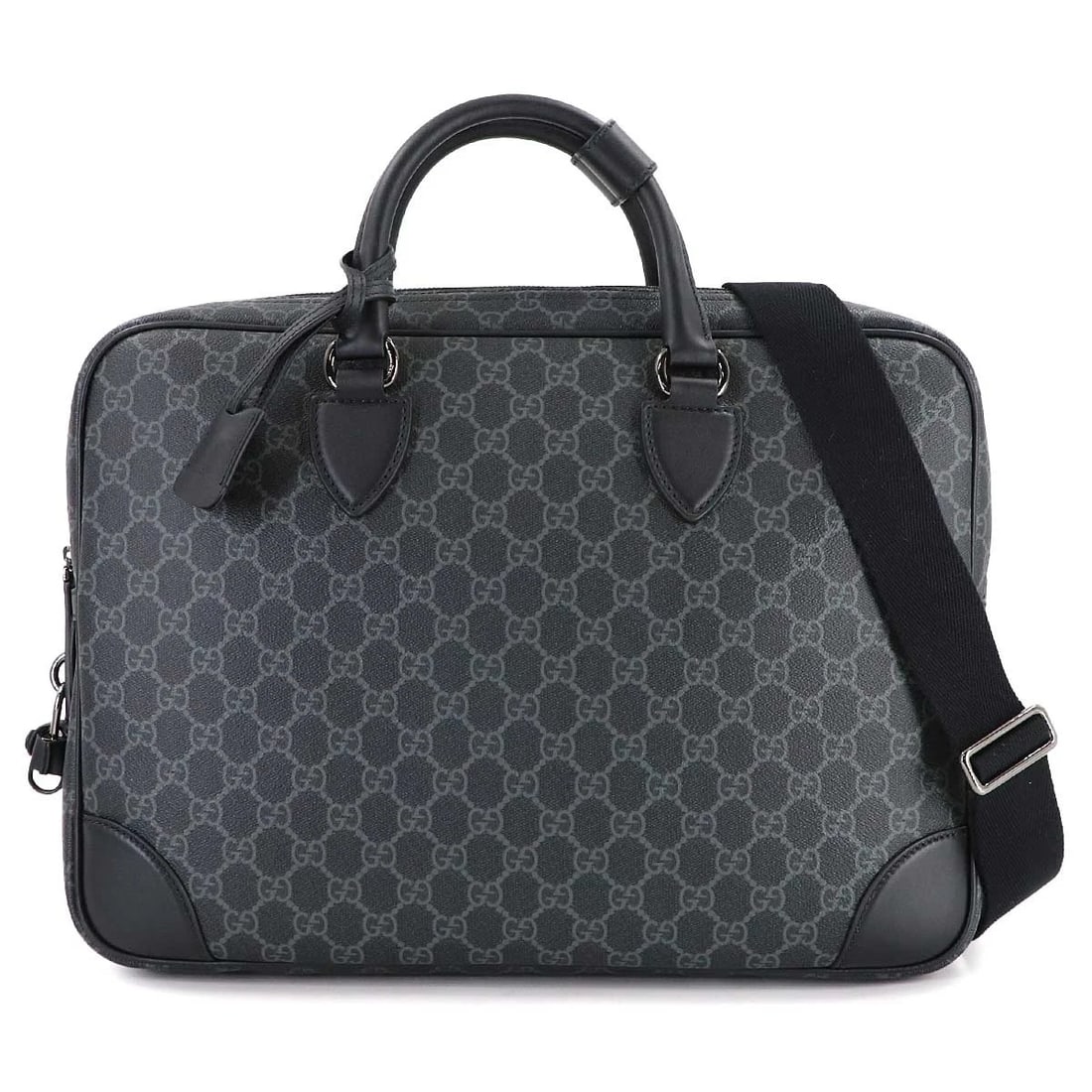 GUCCI BRIEFCASE 2WAY BUSINESS SHOULDER BAG GG SUPREME: GUCCI Briefcase 2way Business Shoulder Bag GG Supreme Brand: GUCCI Type/Style: Briefcase Material: GG Supreme Canvas , Leather Color: Black , Gray Size: W 15.75 inch, H 11.42 inch, D 2.56 inch Acc