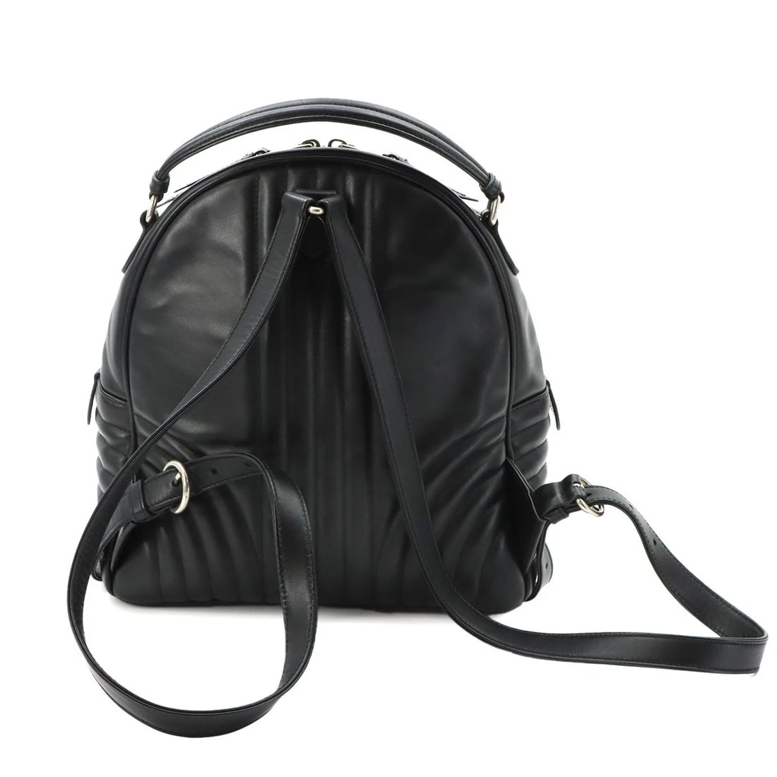 PRADA DIAGRAM BACKPACK LEATHER BLACK LOGOS - 2