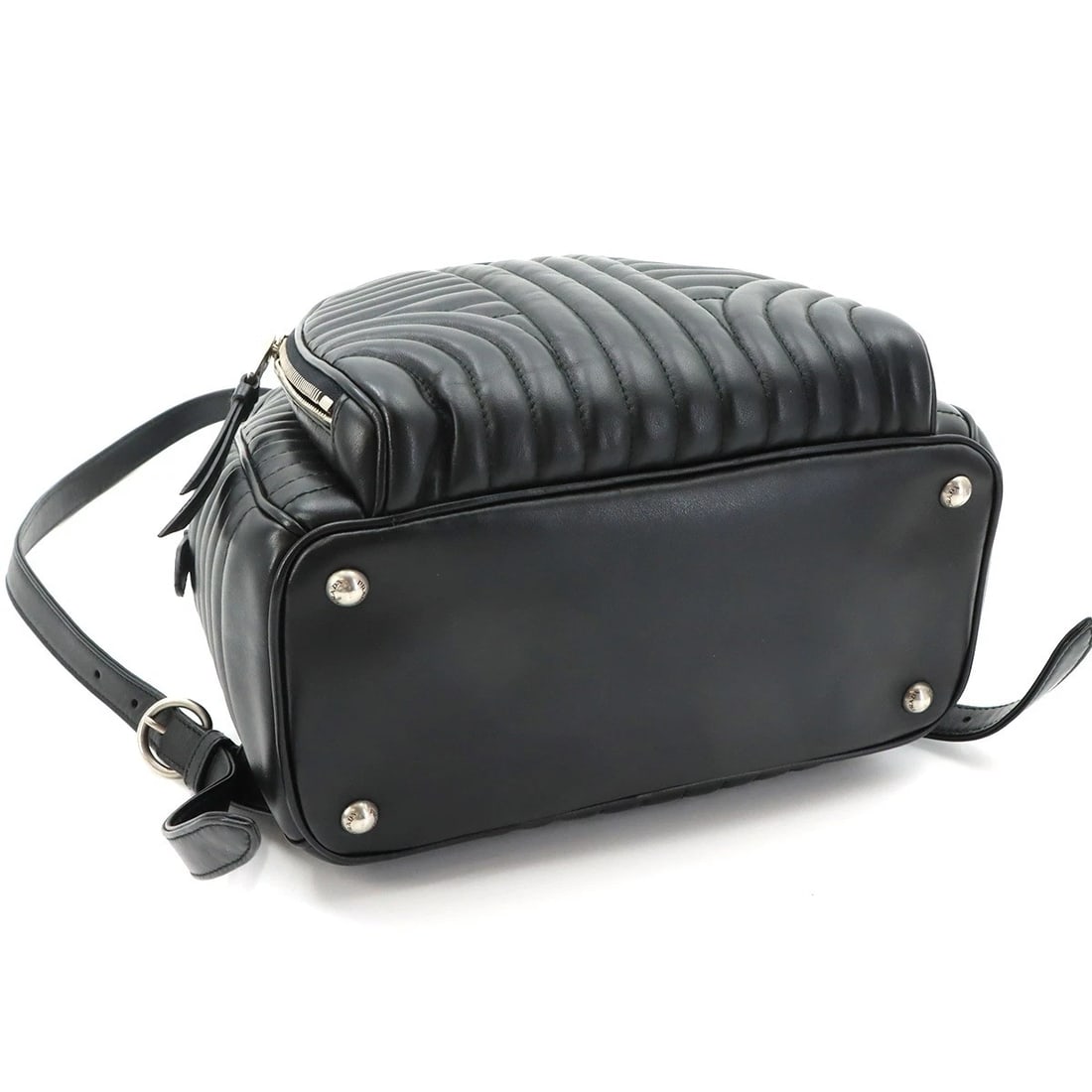 PRADA DIAGRAM BACKPACK LEATHER BLACK LOGOS - 4