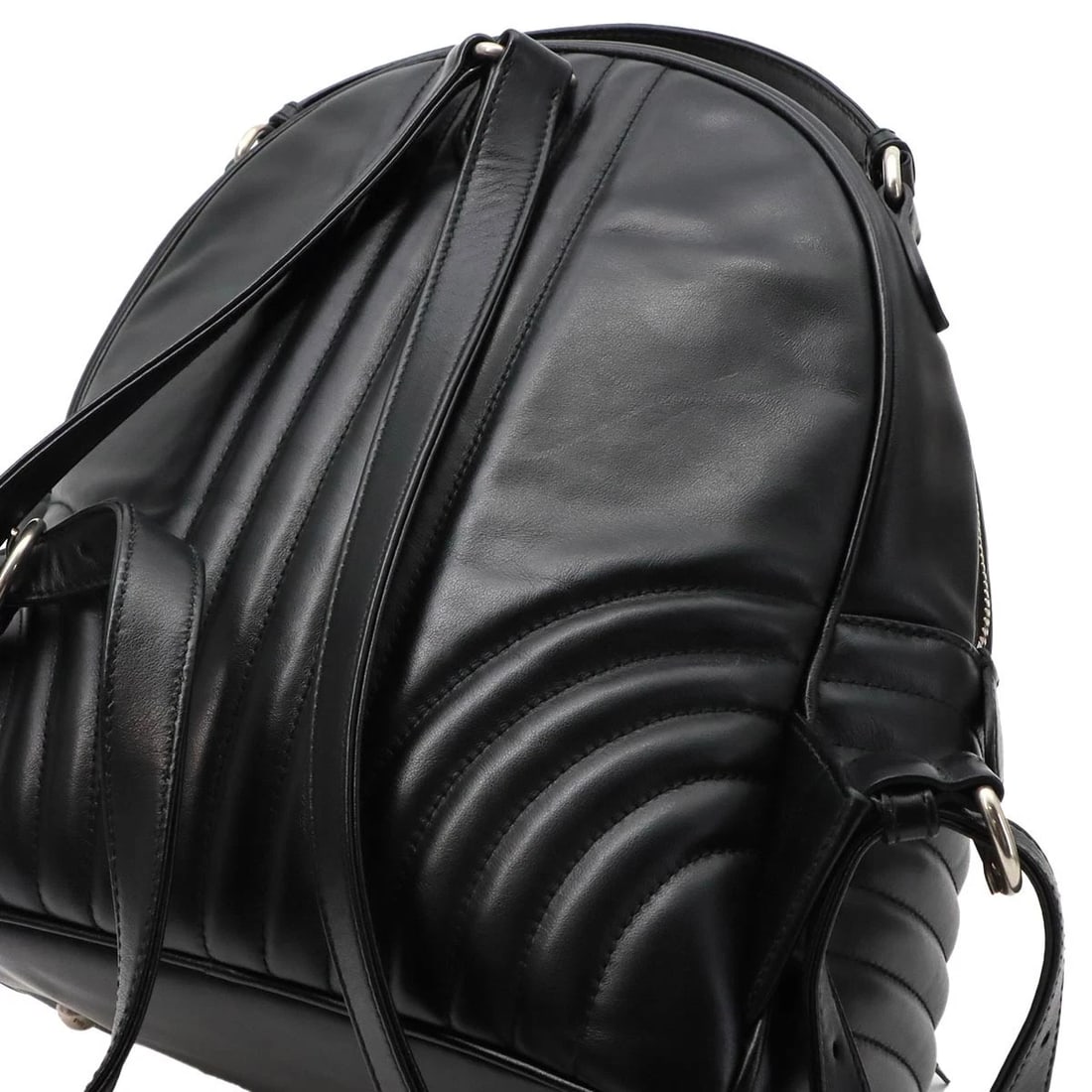 PRADA DIAGRAM BACKPACK LEATHER BLACK LOGOS - 5