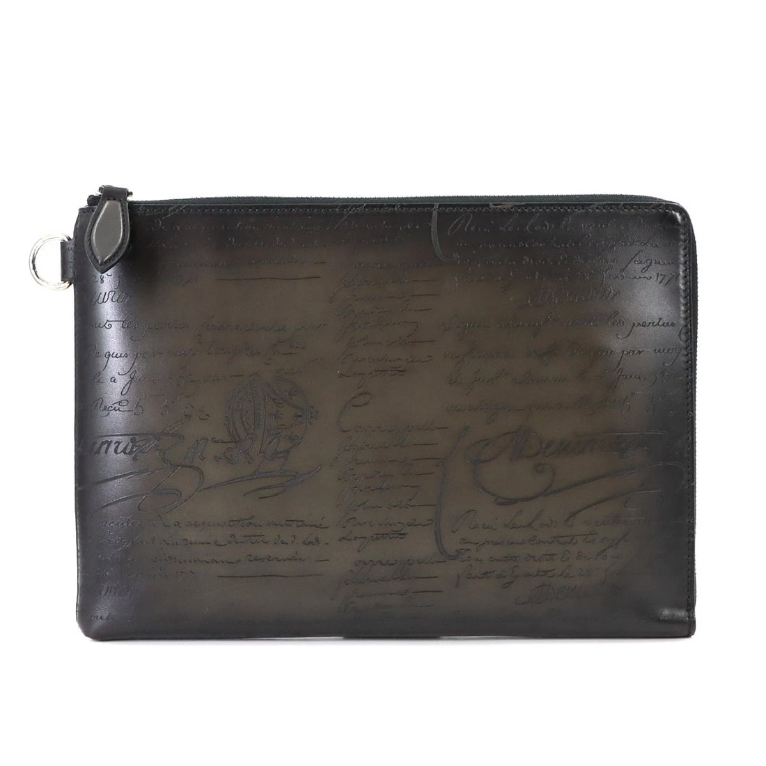 BERLUTI NINO GM CLUTCH BAG VENEZIA LEATHER GRAY PURSE (1 of 9)