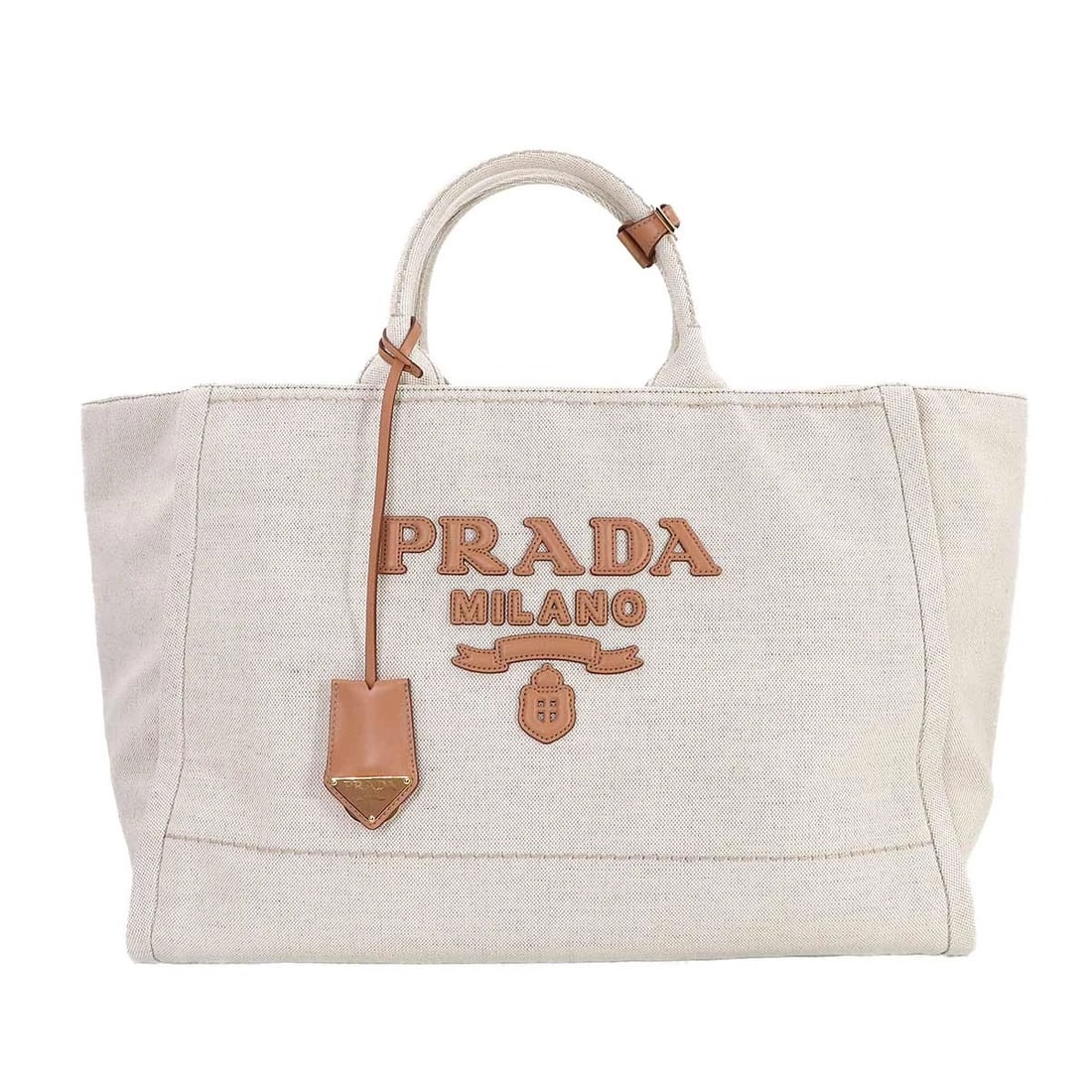 PRADA JARDINIERE EXTRA LARGE TOTE BAG CANVAS BEIGE (1 of 6)