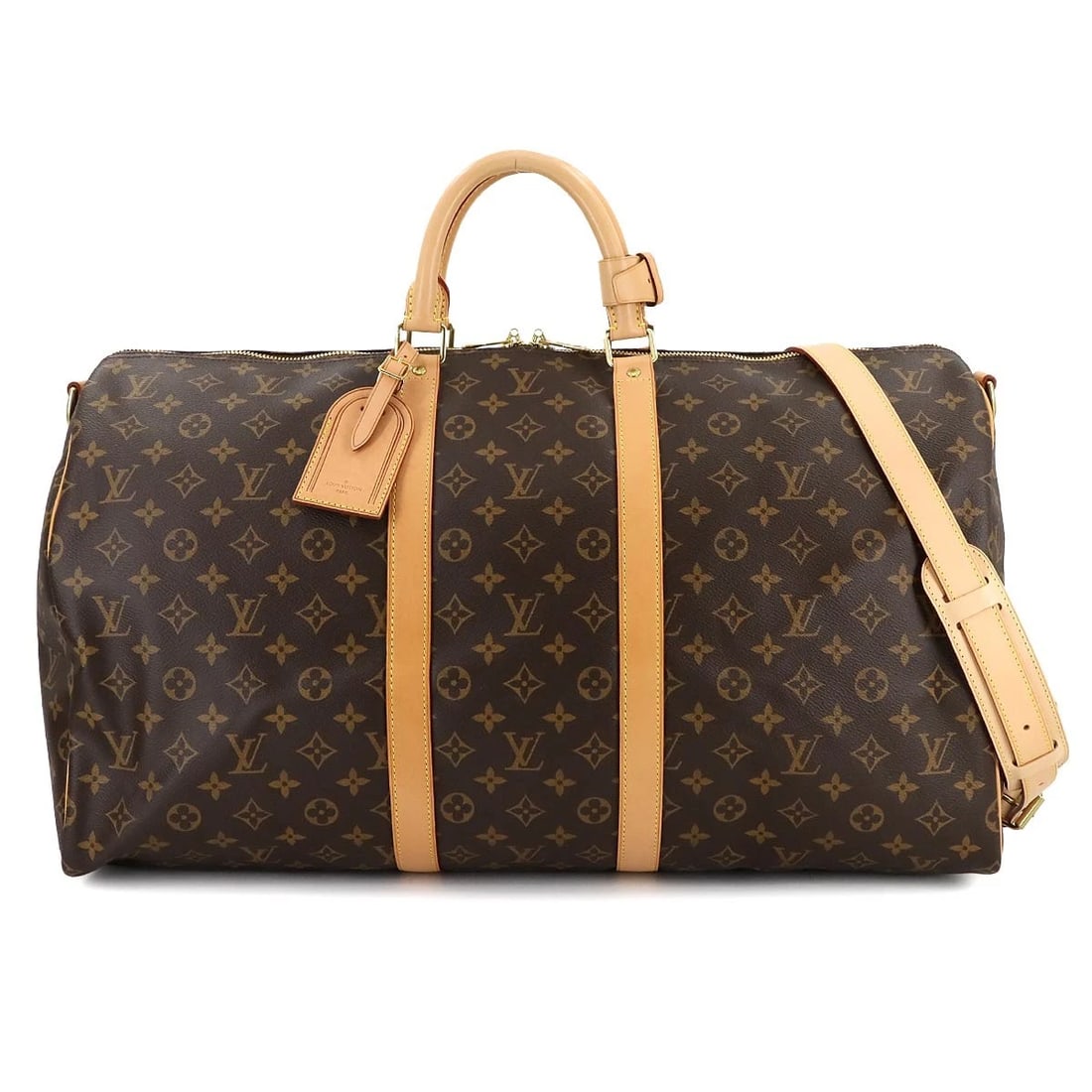 LOUIS VUITTON MONOGRAM KEEPALL BANDOULIERE 55 LUGGAGE: LOUIS VUITTON Monogram Keepall Bandouliere 55 Luggage Brand: LOUIS VUITTON Type/Style: Luggage Material: Monogram Canvas Color: Monogram Size: W 21.65 inch, H 12.20 inch, D 9.84 inch Accessories: