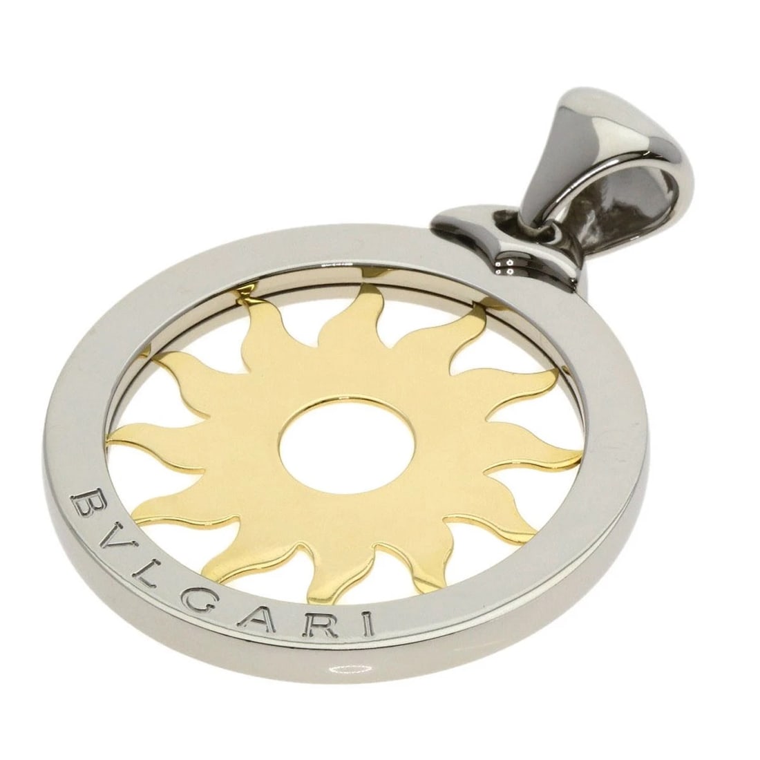 BVLGARI TONDOSAN LARGE TOP PENDANT TOP STAINLESS STEEL: BVLGARI Tondosan Large TOP Pendant top Stainless Steel Brand: BVLGARI Type/Style: Pendant top Material: Stainless Steel, Color: Gold Size: Top Size:1.9inch/48.5x43.5x3.7mm Length:2.4inch/6.0cm F