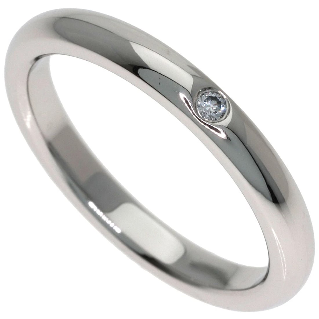TIFFANY&CO. BAND RING WITH 1 DIAMOND RING PLATINUM PT950: TIFFANY&Co. Band ring with 1 diamond Ring Platinum PT950 Brand: TIFFANY&Co. Type/Style: Ring Material: Platinum PT950, Main Stone/Creation Natural Color: Silver Size: 125(US size) Accessories: Non