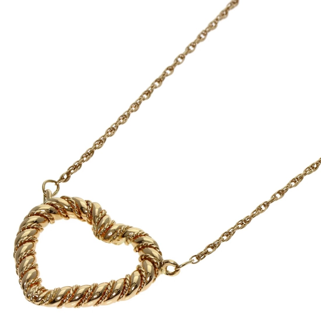 TIFFANY&CO. TWIST HEART NECKLACE K14 YELLOW GOLD: TIFFANY&Co. Twist heart Necklace K14 Yellow Gold Brand: TIFFANY&Co. Type/Style: Necklace Material: K14 Yellow Gold, Color: Gold Size: Chain Length:18.1inch/46cm Chain Width:0.5inch/1.2mm Top