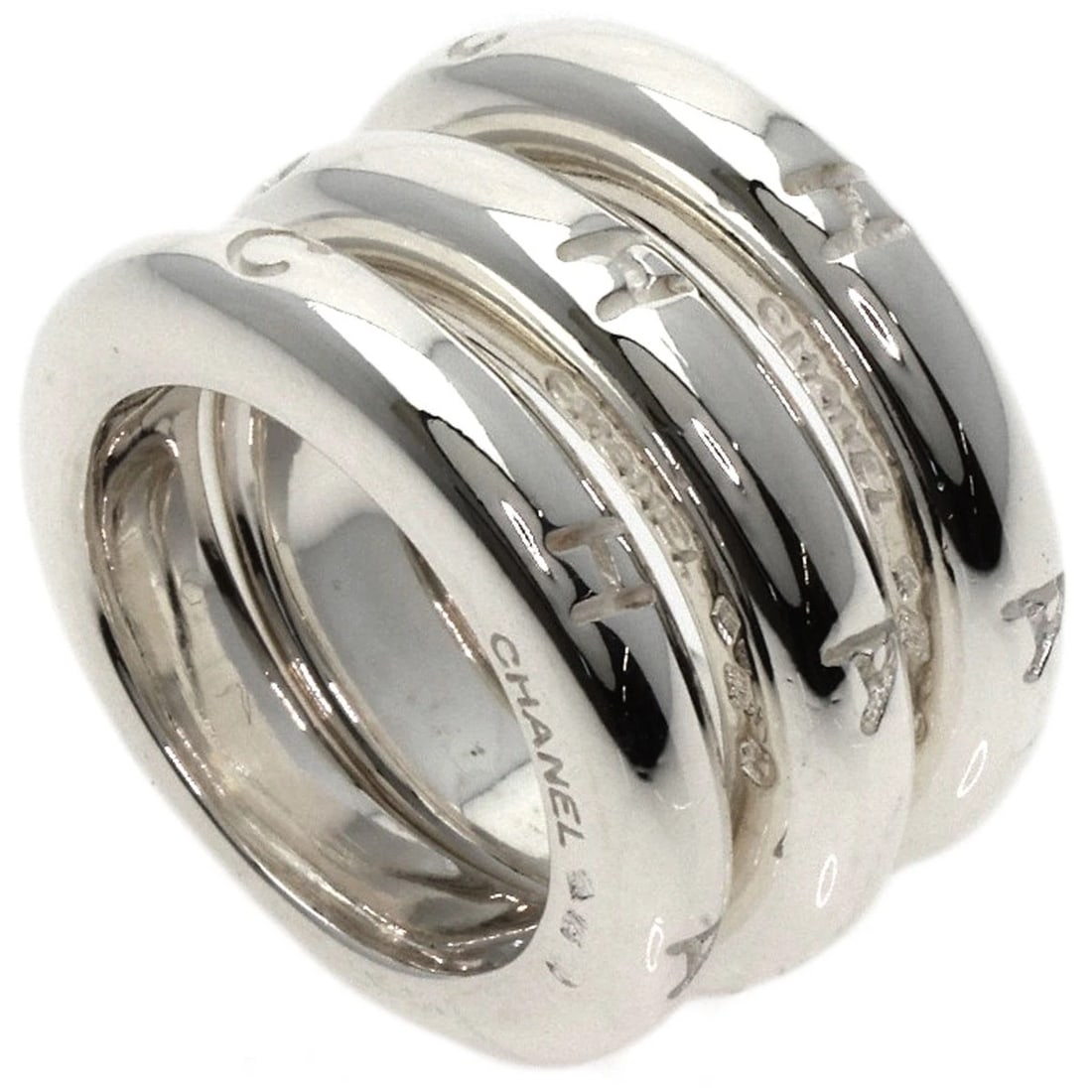 CHANEL LOGO TRIPLE RING SILVER: CHANEL Logo Triple Ring Silver Brand: CHANEL Type/Style: Ring Material: Silver, Color: Silver Size: 6.25 (US) Accessories: None Accessories Notice: When purchasing pre-owned goods, please