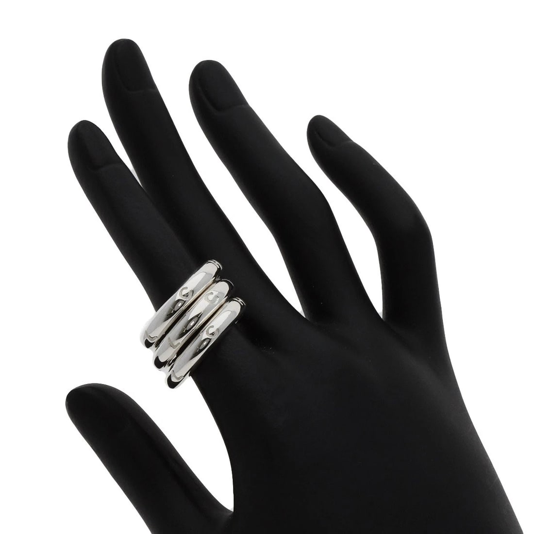 CHANEL LOGO TRIPLE RING SILVER - 5