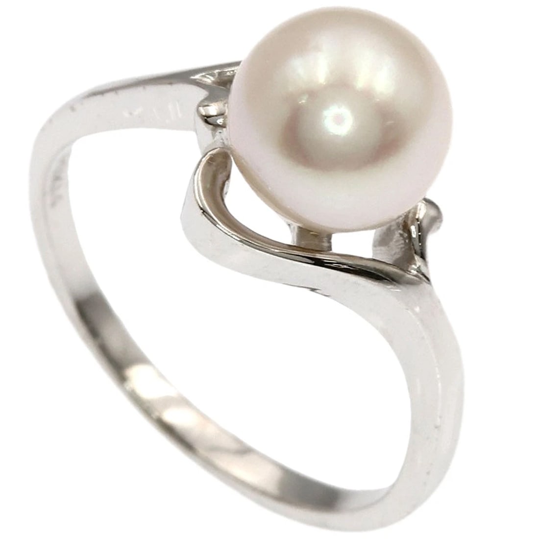 MIKIMOTO PEARL PEARL RING K14 WHITE GOLD: MIKIMOTO Pearl Pearl Ring K14 White Gold Brand: MIKIMOTO Type/Style: Ring Material: K14 White Gold, Color: Silver Size: 5.25 (US) Accessories: None Accessories Notice: When purchasing pre-